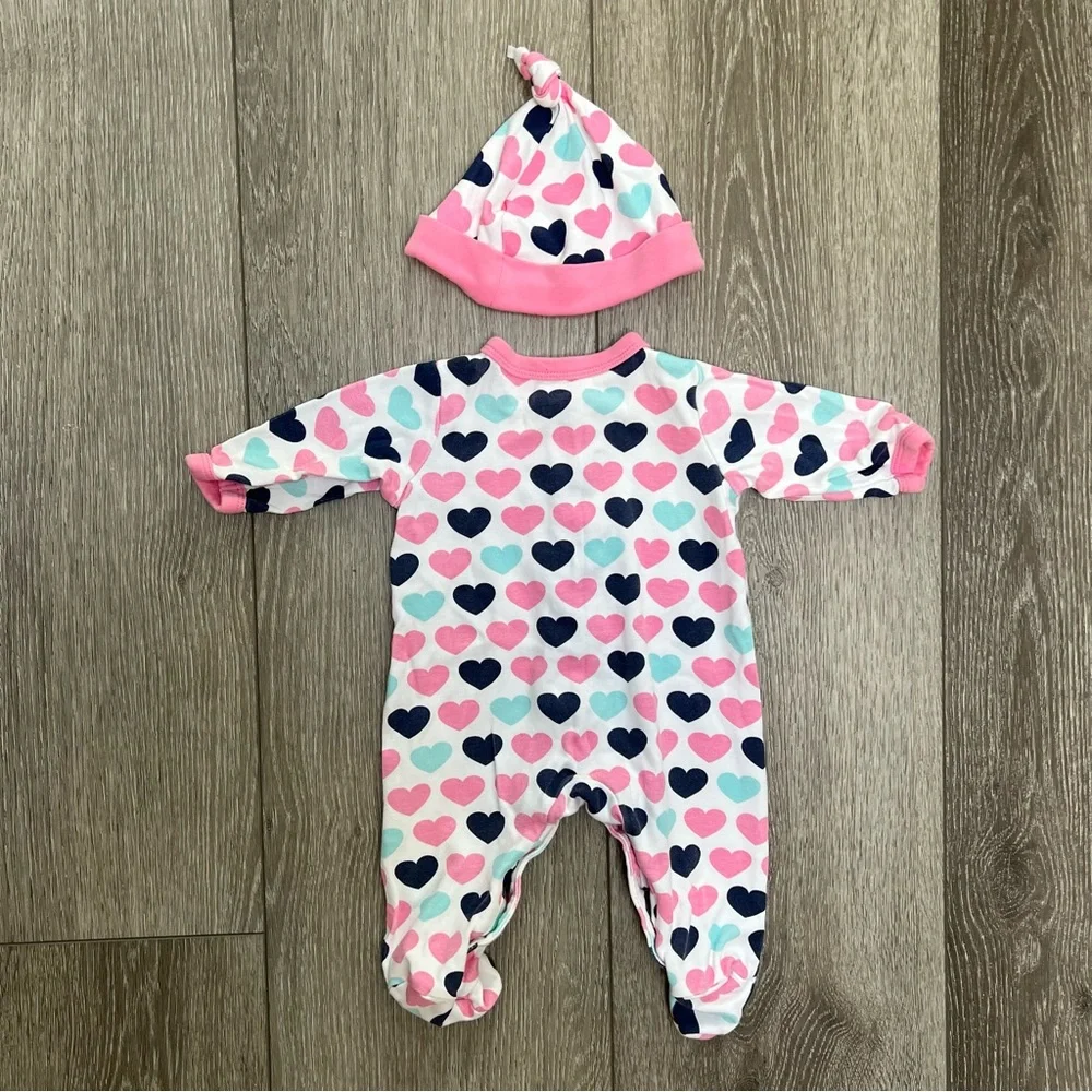 OFFSPRING 2PC SNAP UP FOOTED SLEEPER HEARTS 3MO